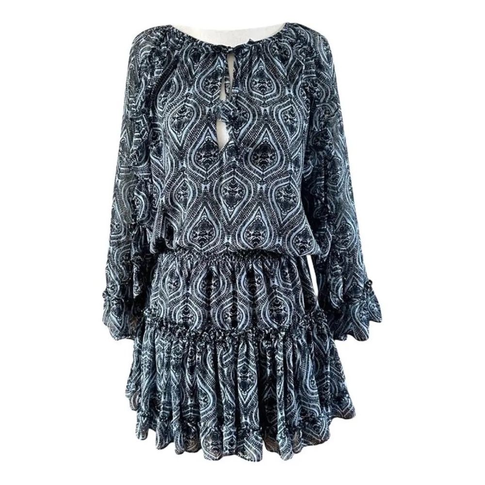 Misa Los Angeles black and grey viscose mini dress